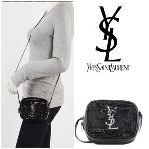 ‼️🤩YVES SAINT LAURENT MONOGRAMED SEQUENCE CROSS BODY BAG‼️EUC‼️‼️